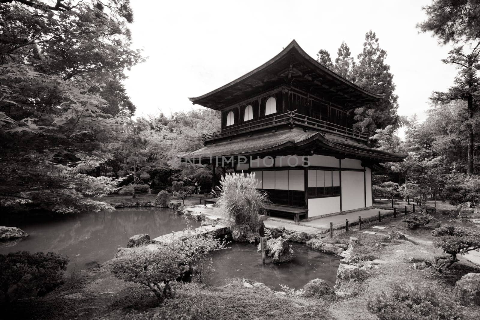 The stunning architecture and gardens at Silver Pavillion Ginkakuji temple in Kyoto, Japan