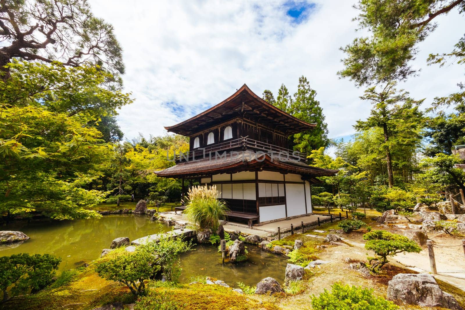 The stunning architecture and gardens at Silver Pavillion Ginkakuji temple in Kyoto, Japan