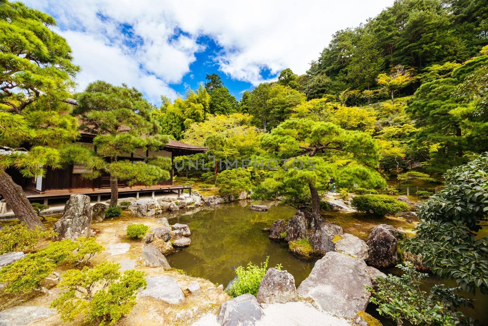 The stunning architecture and gardens at Silver Pavillion Ginkakuji temple in Kyoto, Japan