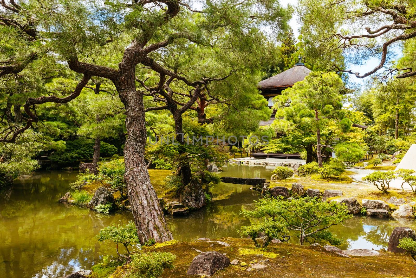 The stunning architecture and gardens at Silver Pavillion Ginkakuji temple in Kyoto, Japan