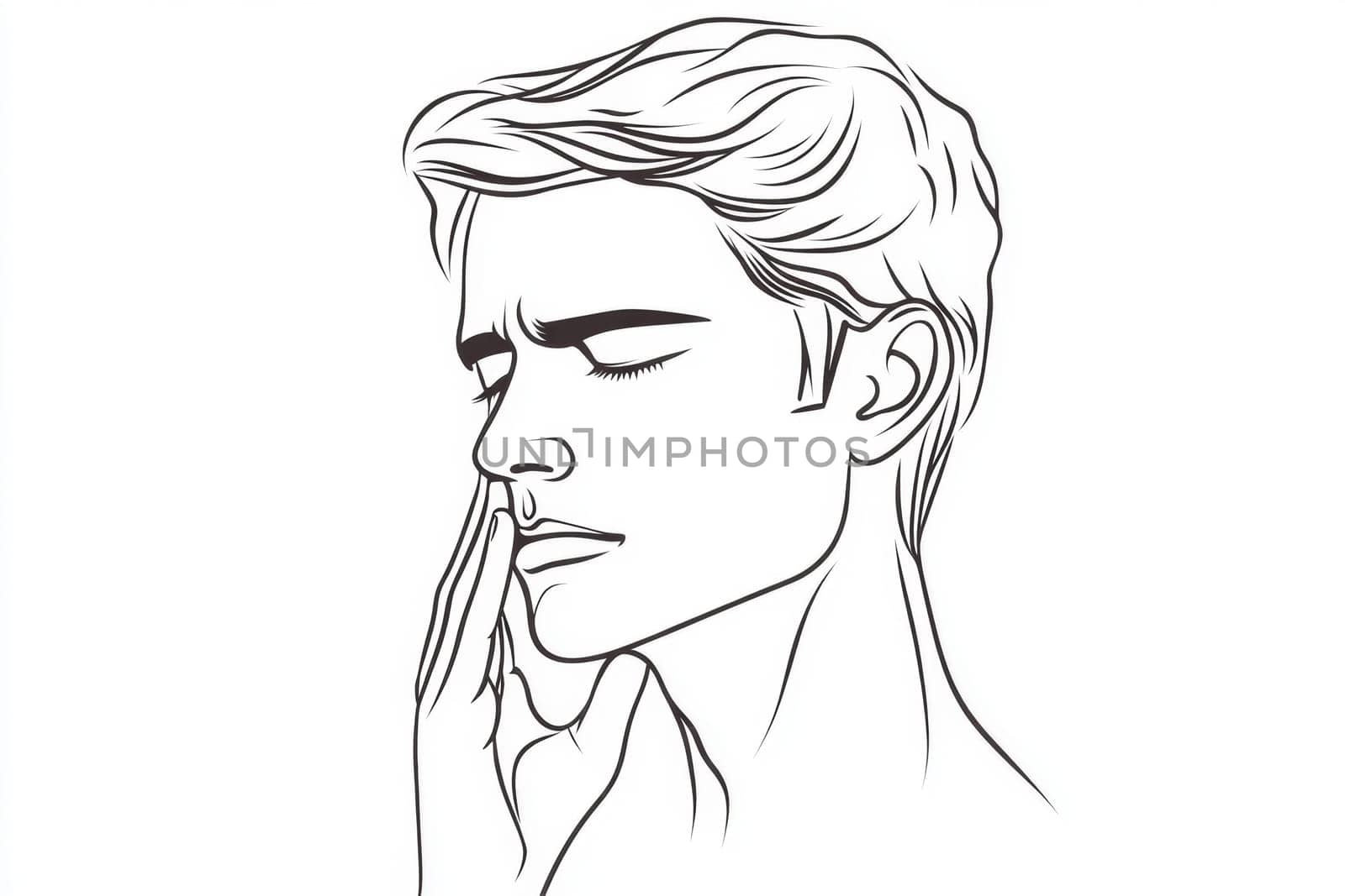 Teenage boy suffers from acute toothache. High quality photo