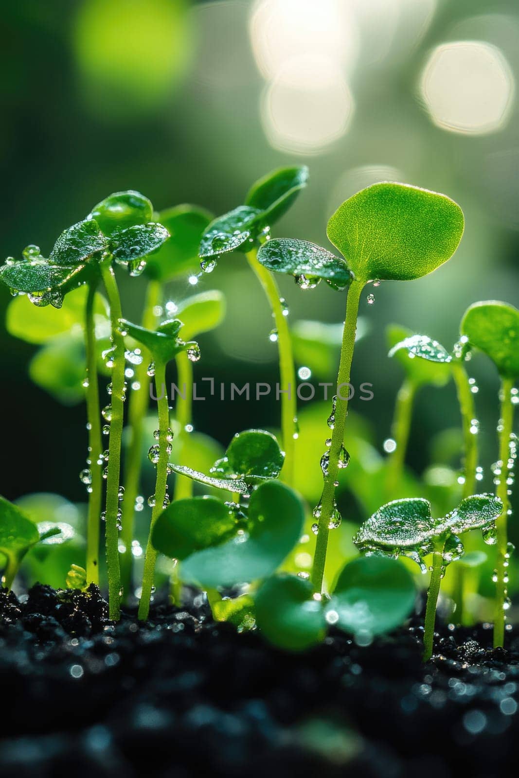 Fresh beginnings: green sprouts symbolizing growth, renewal, representing beauty of nature resilience, promise of new life as they emerge from the earth, vibrant, full of potential
