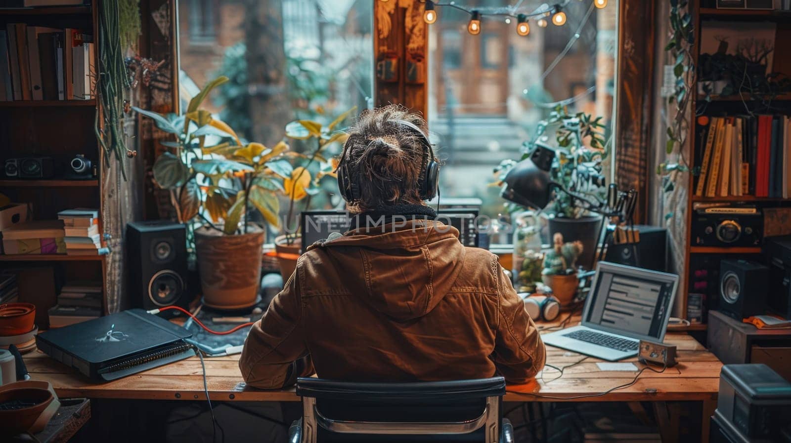 a young man working on his laptop at home to finish all his chores.