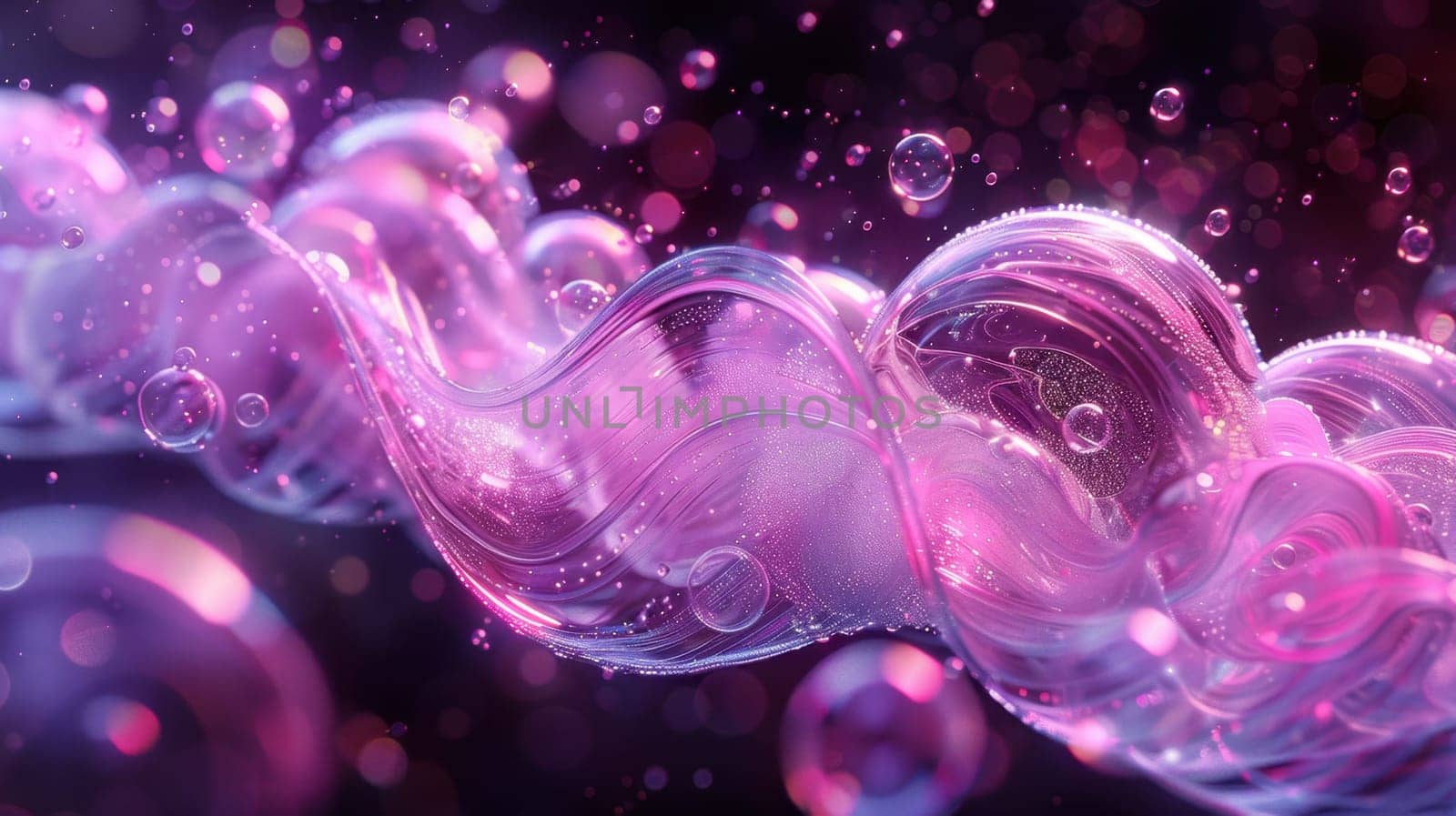 colorful soap bubbles in neon lighting. Mesmerizing balloons filled with night air, with an iridescent surface.
