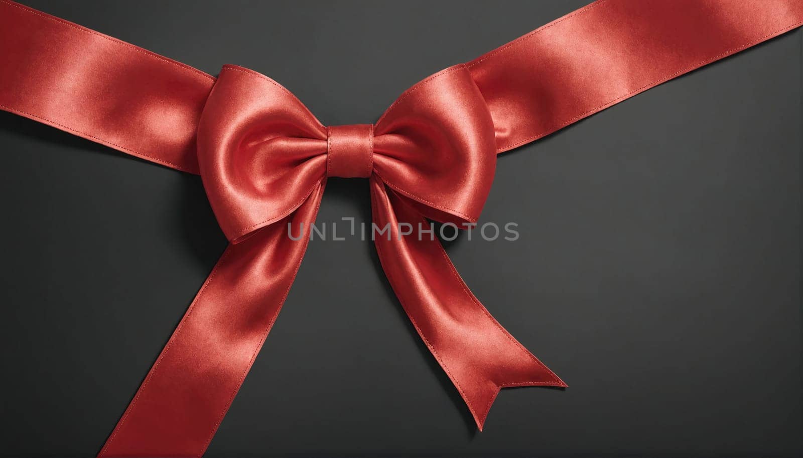 A red ribbon is tied in a bow, and the ends of the ribbon are hanging down the sides of the frame. The background is black.