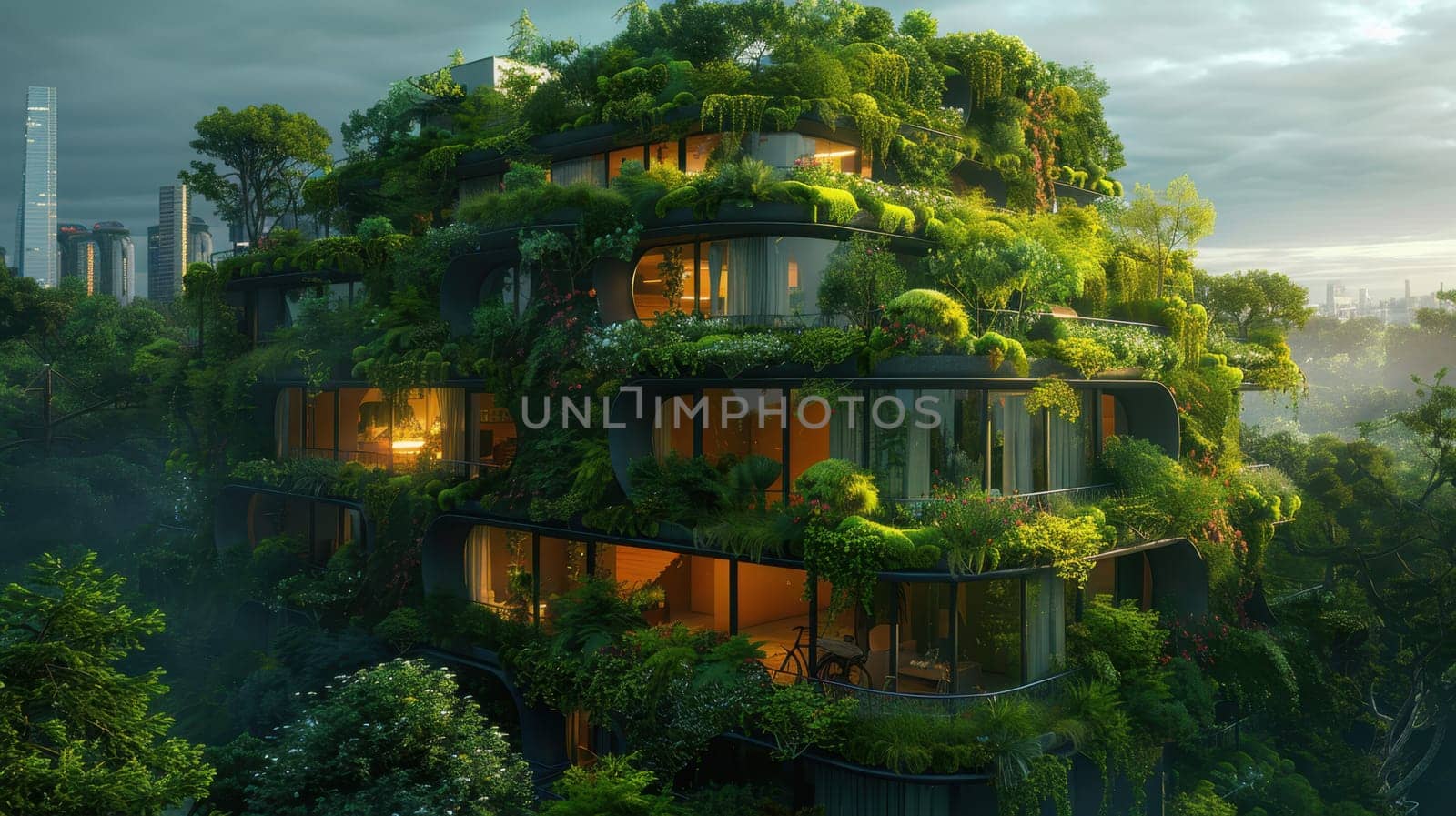 A miniature wooden house in the grass, moss on a sunny day. Eco-house. The concept of green and environmentally friendly housing.
