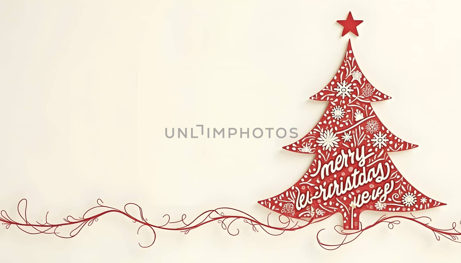 A beautiful Christmas card featuring a festive greeting and intricate design, isolated on a plain background. Ideal for holiday themes and seasonal celebrations