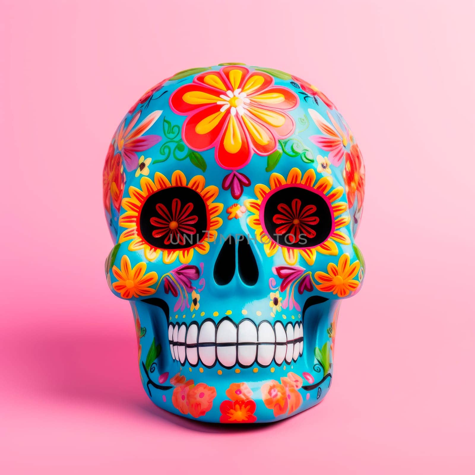 Sugar skull for the Day of the Dead on a bright background. Traditions. Mexico. Minimalism. by Spirina