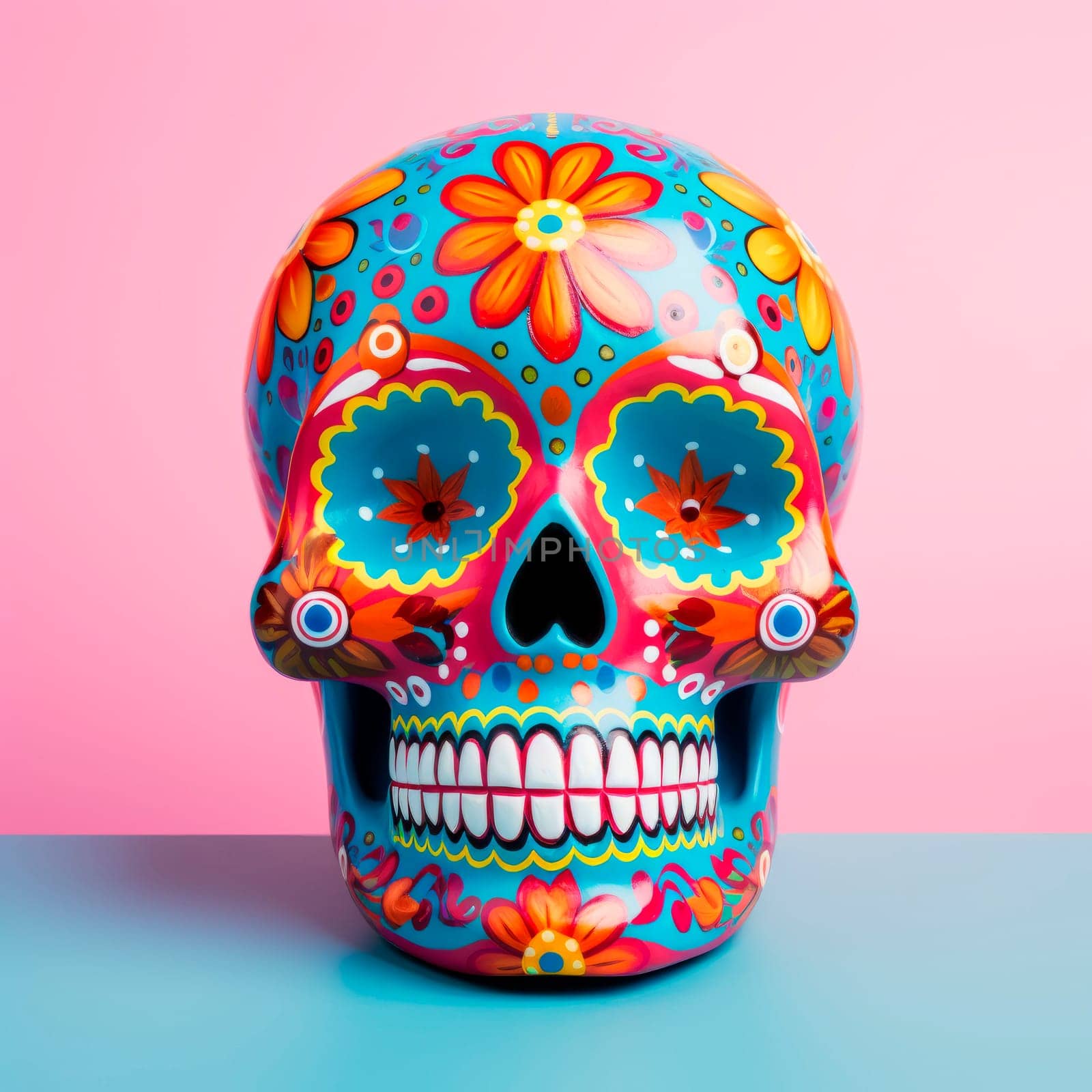 Sugar skull for the Day of the Dead on a bright background. Traditions. Mexico. Minimalism. by Spirina
