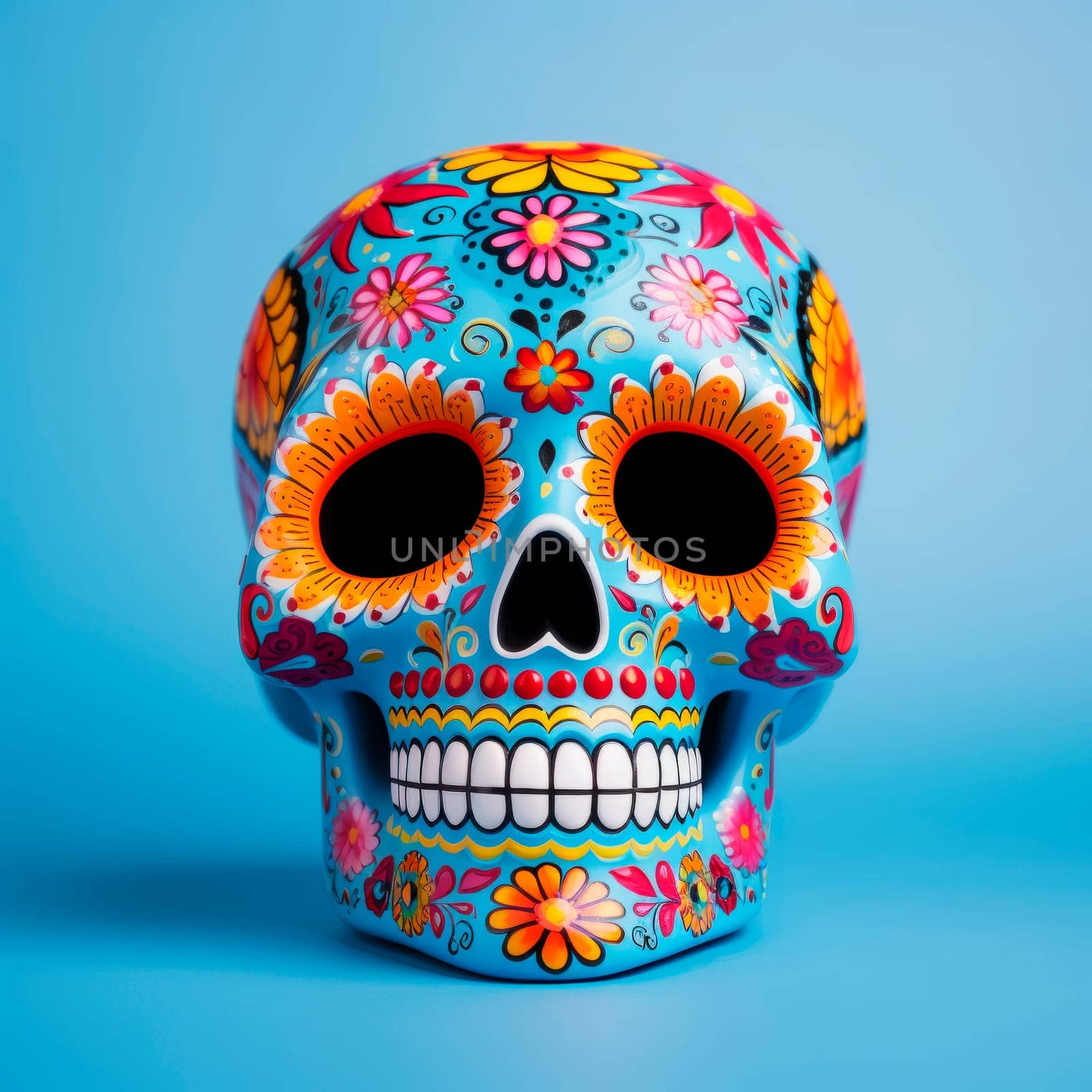 Sugar skull for the Day of the Dead on a bright background. Traditions. Mexico. Minimalism.