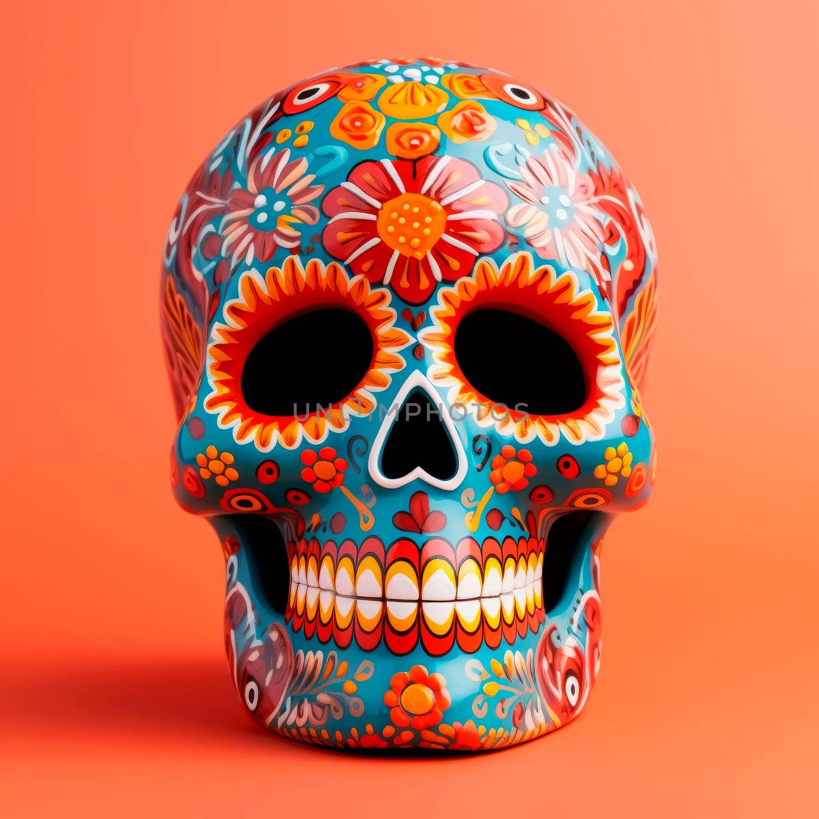 Sugar skull for the Day of the Dead on a bright background. Traditions. Mexico. Minimalism. by Spirina