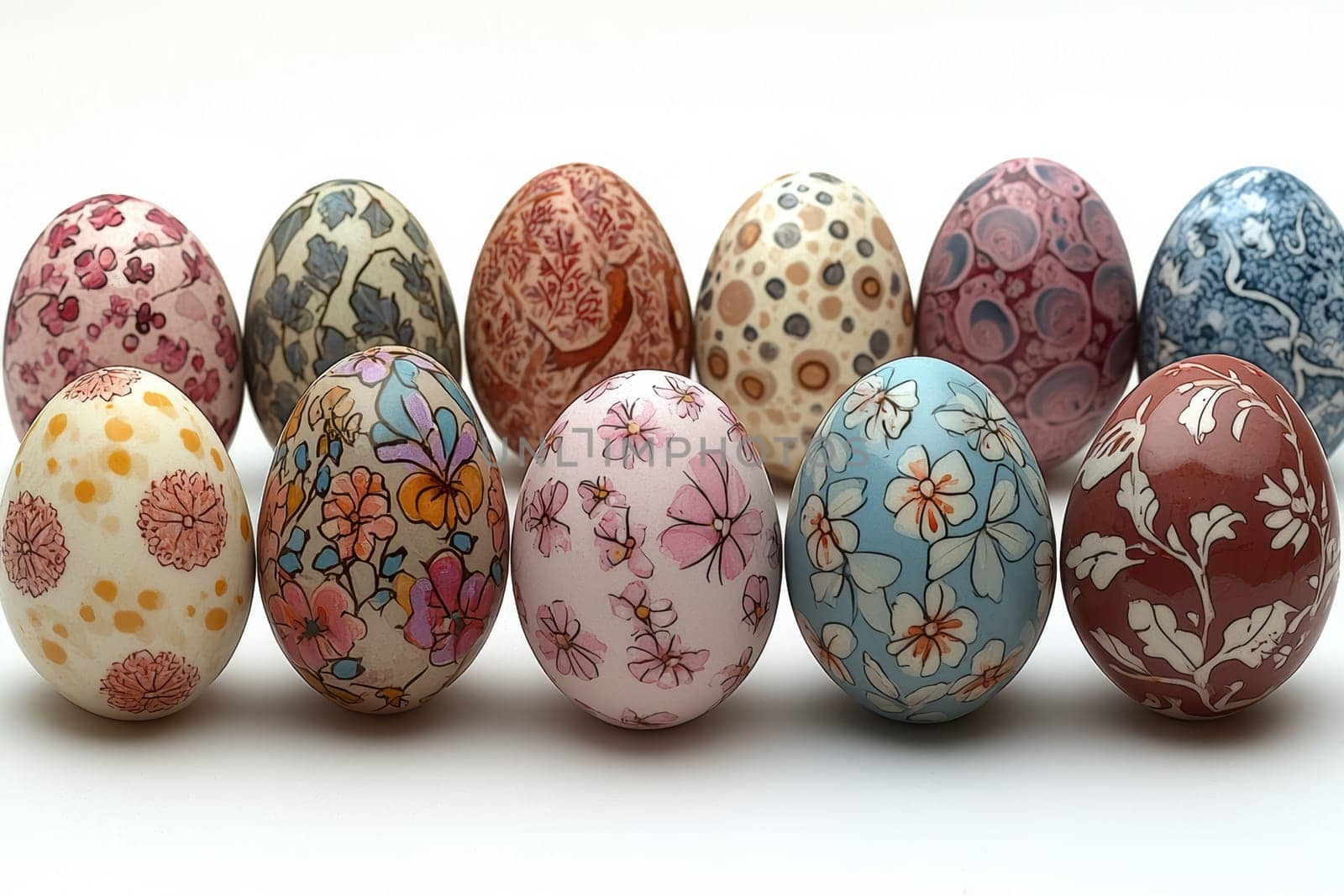 A vibrant and delightful collection of beautifully painted decorative Easter eggs showcasing colorful artistry