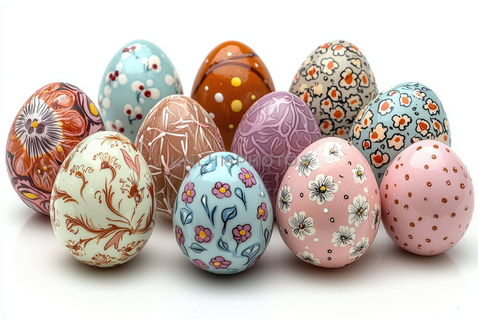 A vibrant collection of beautifully decorated Easter eggs that are perfect for celebrating exciting spring festivities