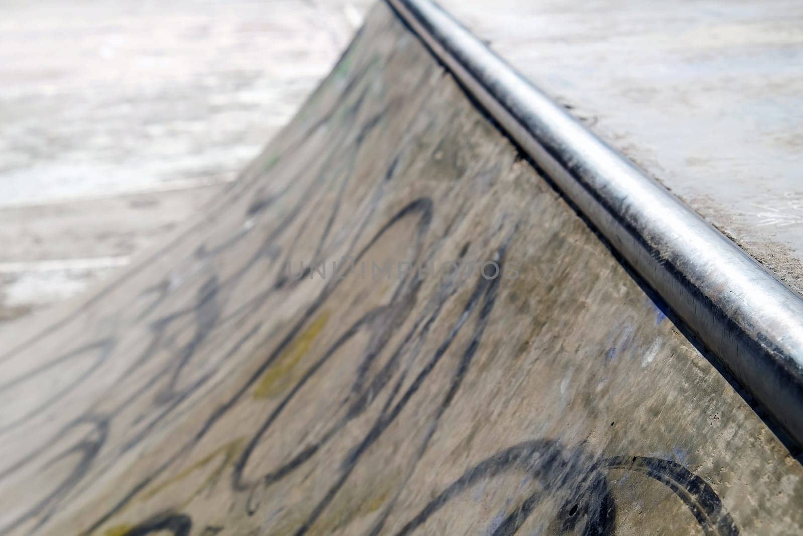detail image of skateboard ramp in skatepark