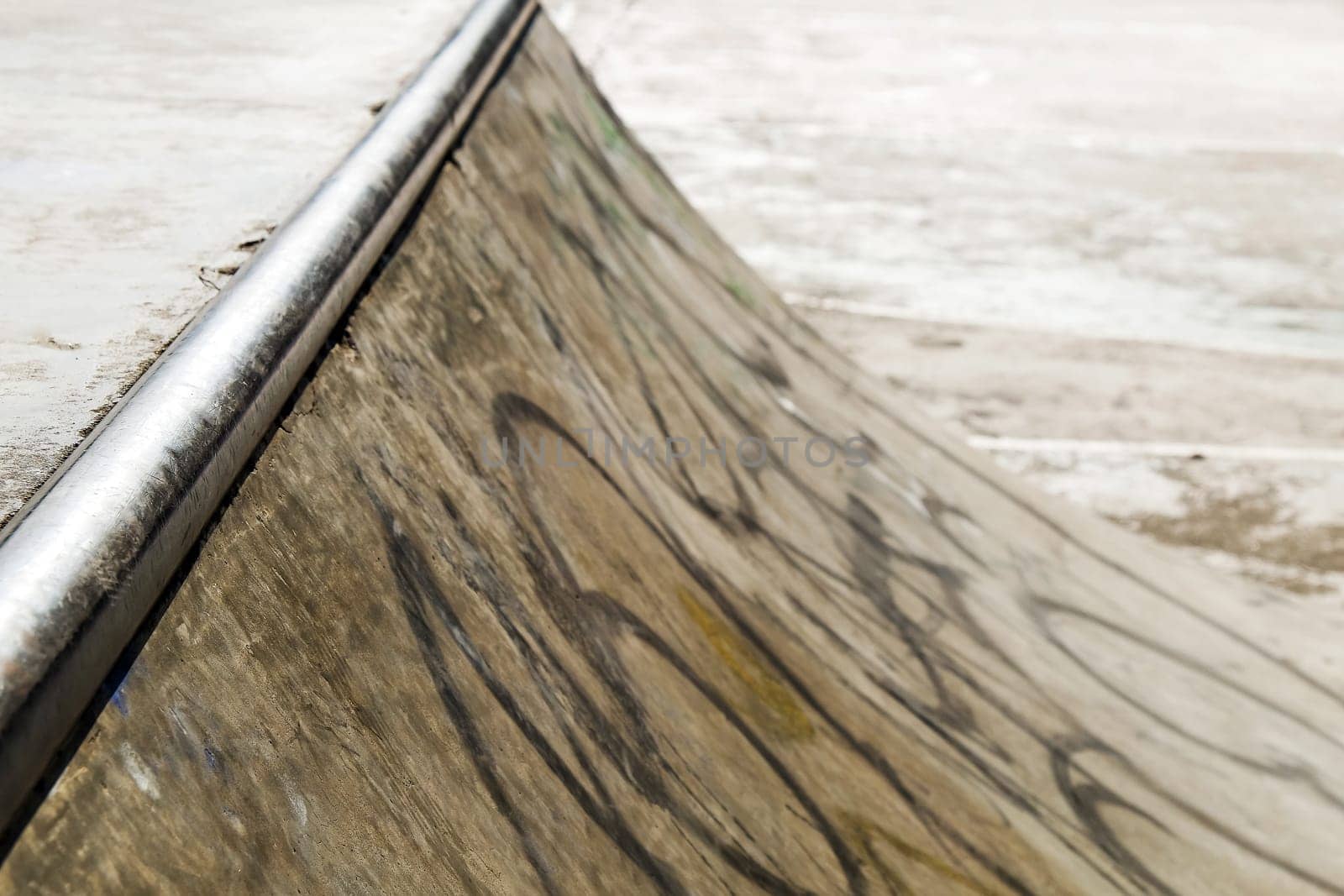 detail image of skateboard ramp in skatepark