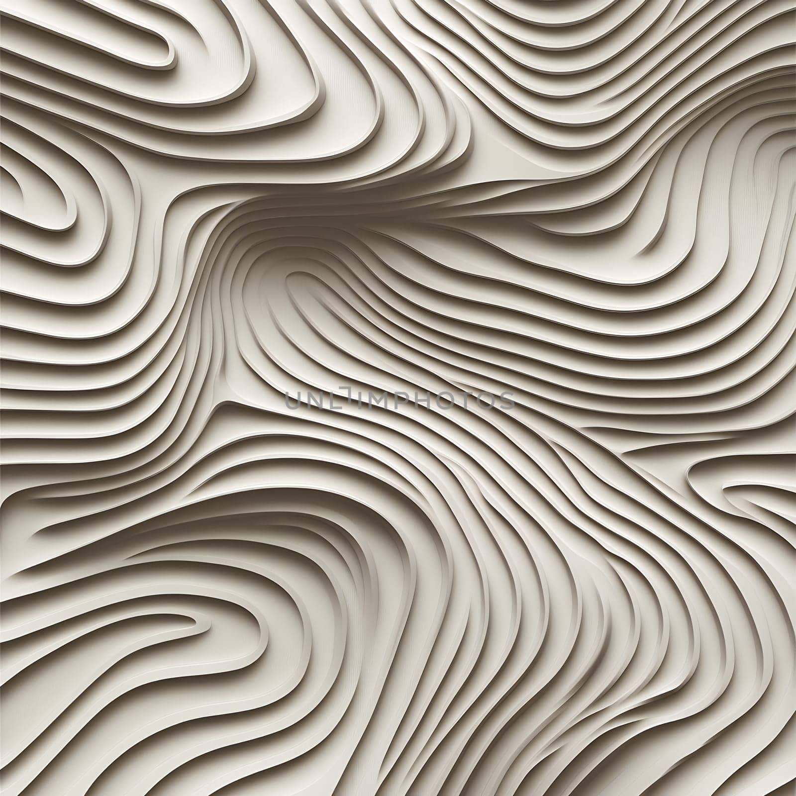 Curved layers of beige paper creating a soothing wave pattern, ideal for backgrounds or design elements.