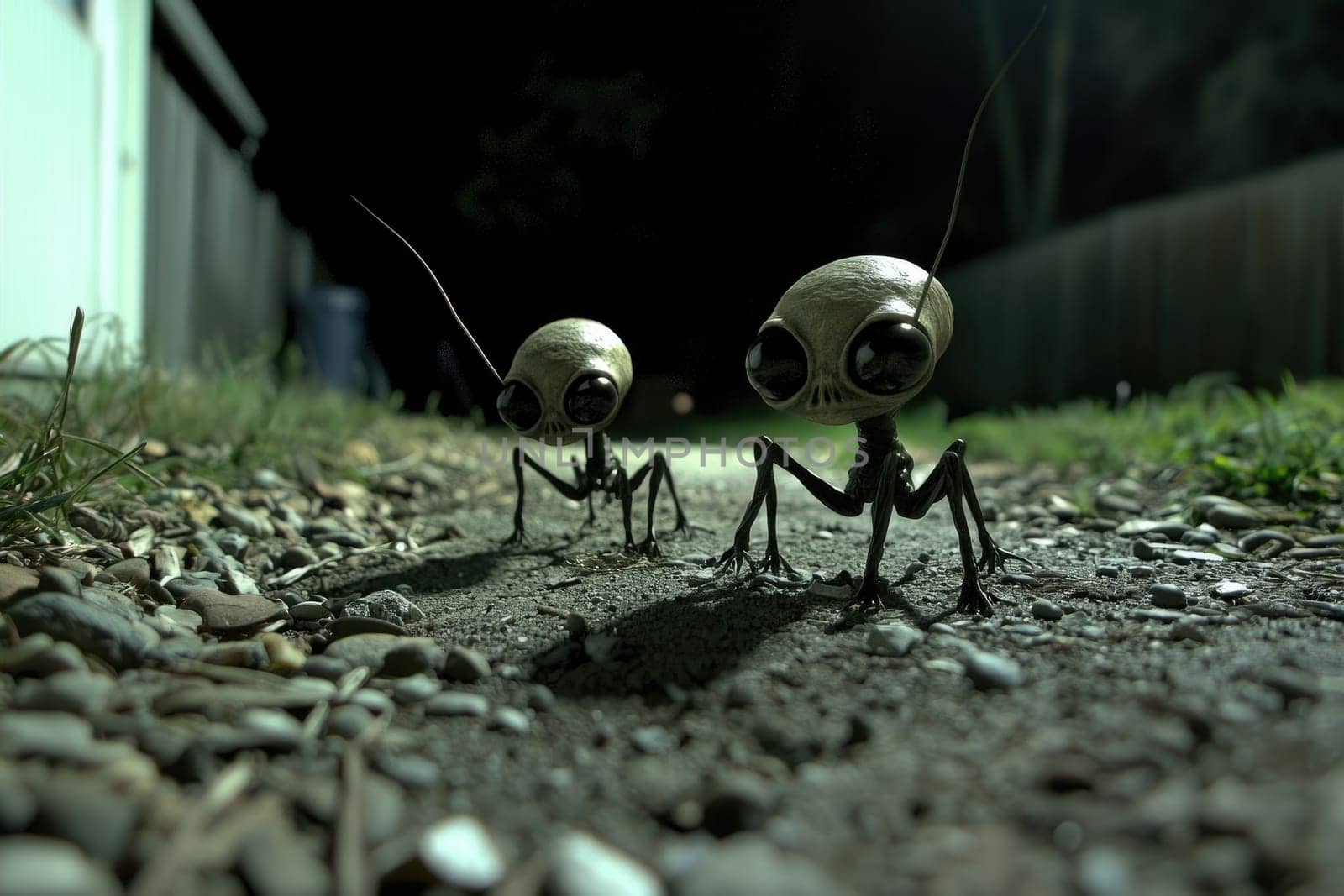 Alien encounter: a portrait capturing mystery of UFO sightings, extraterrestrial presence, unknown, highlighting humanity curiosity and intrigue with possible life beyond Earth.