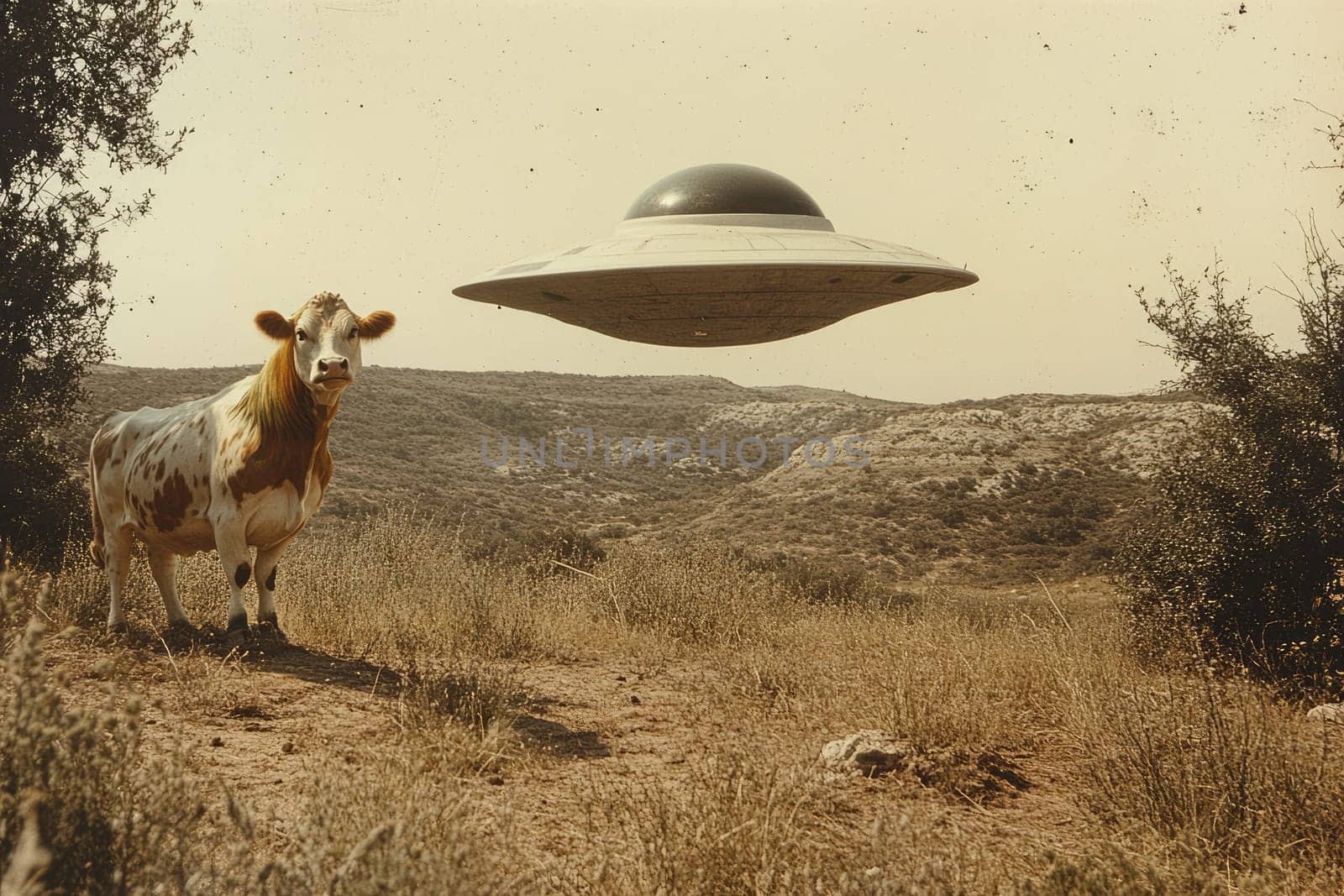Cosmic mystery: a portrait depicting UFO phenomena, alien intrigue, focusing on the allure of outer space, extraterrestrial life, fascination surrounding interstellar encounters.
