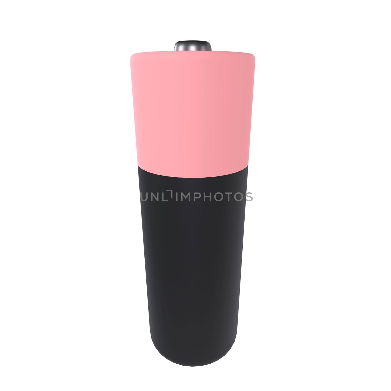 A sleek water bottle features a pink top and black base, perfect for hydration.