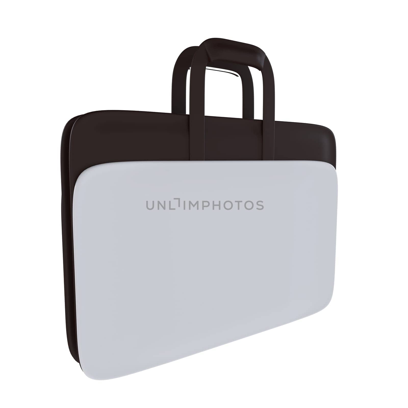 A sleek black and white briefcase is displayed, ideal for business and travel.