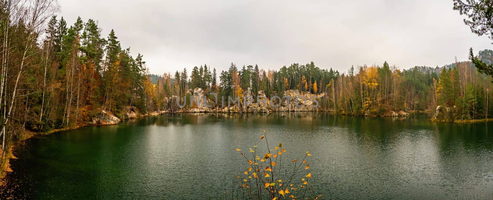 Adrspach - rock town. Nature park - Czech Republic. Sandstone big stones and rocks in the forest. Autumn landscape
