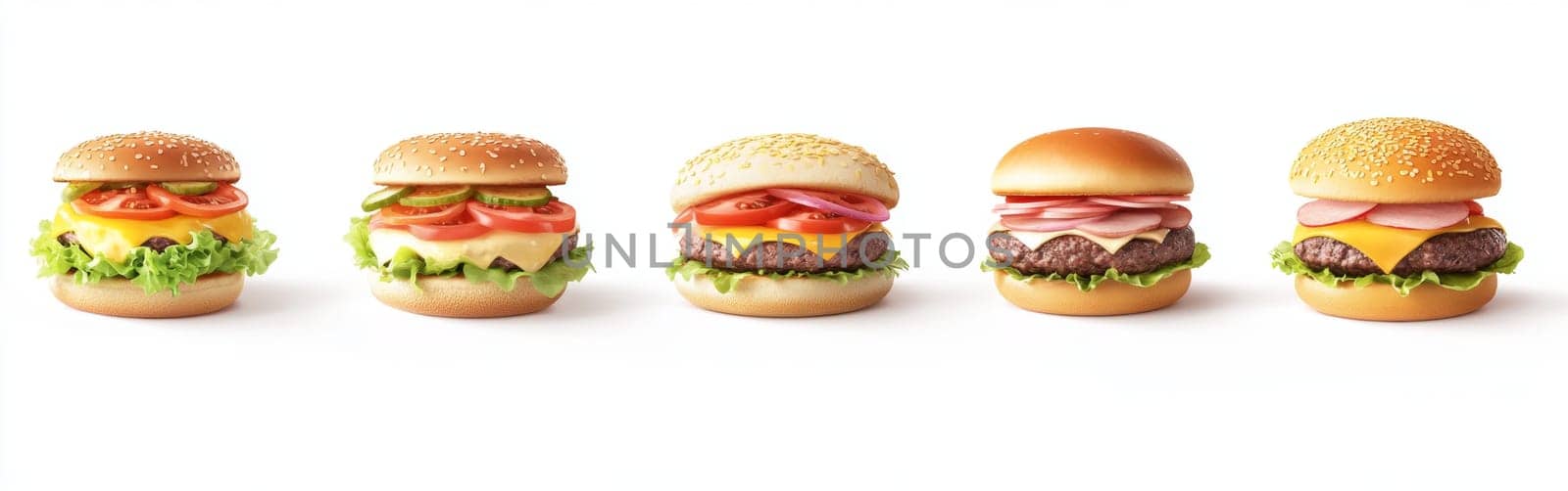 Hamburgers on a white background. High quality photo