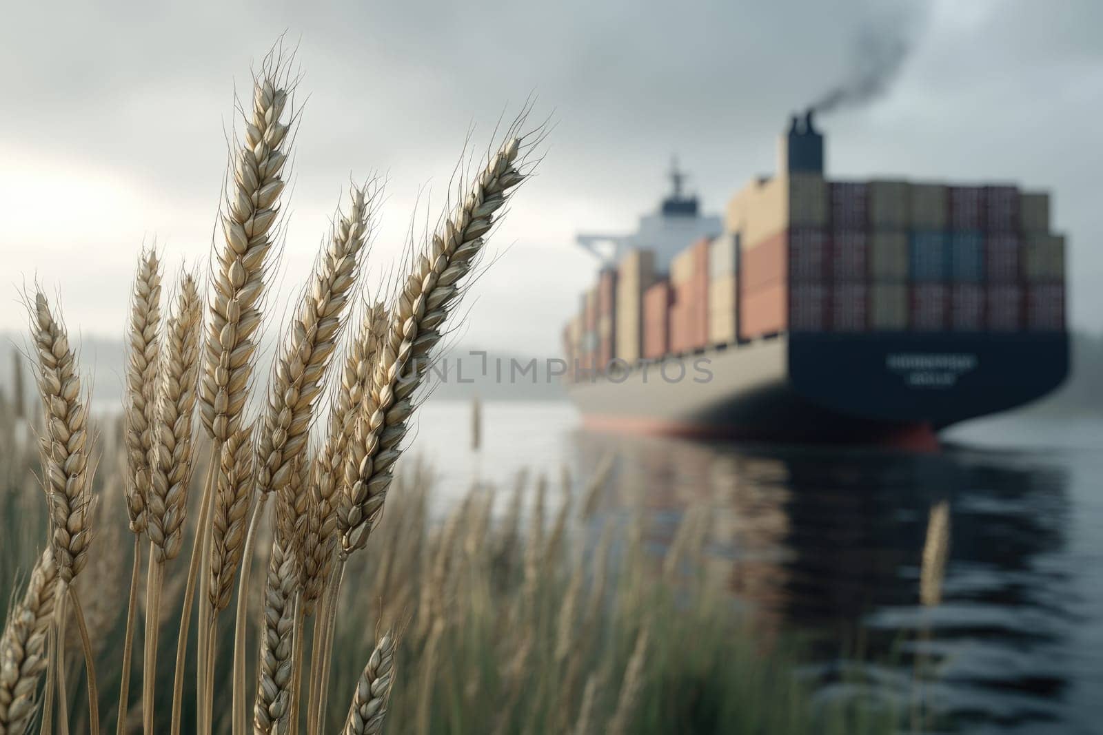 Grain export: shipment of wheat to international markets, agricultural trade growth, stabilizing food supply, economic cooperation through seamless movement of essential crops worldwide
