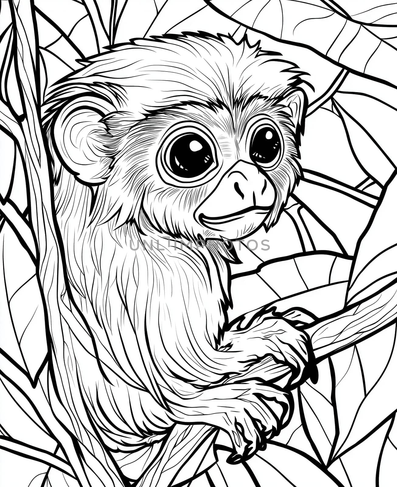 Coloring page for children, coloring page animal monkey