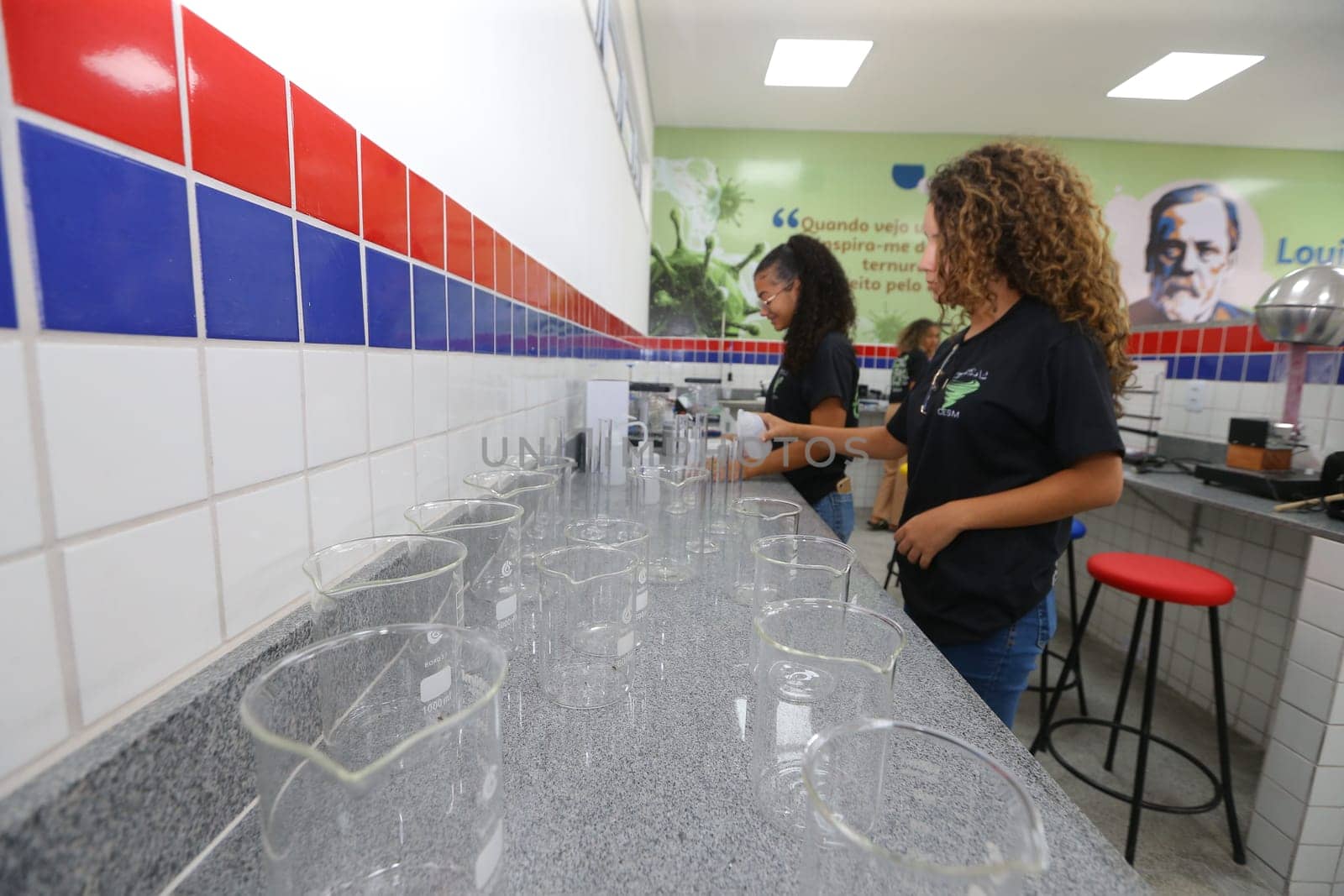 pilao arcado, bahia, brazil - november 13, 2024: students from a public school in the state of Bahia are seen in a science lab