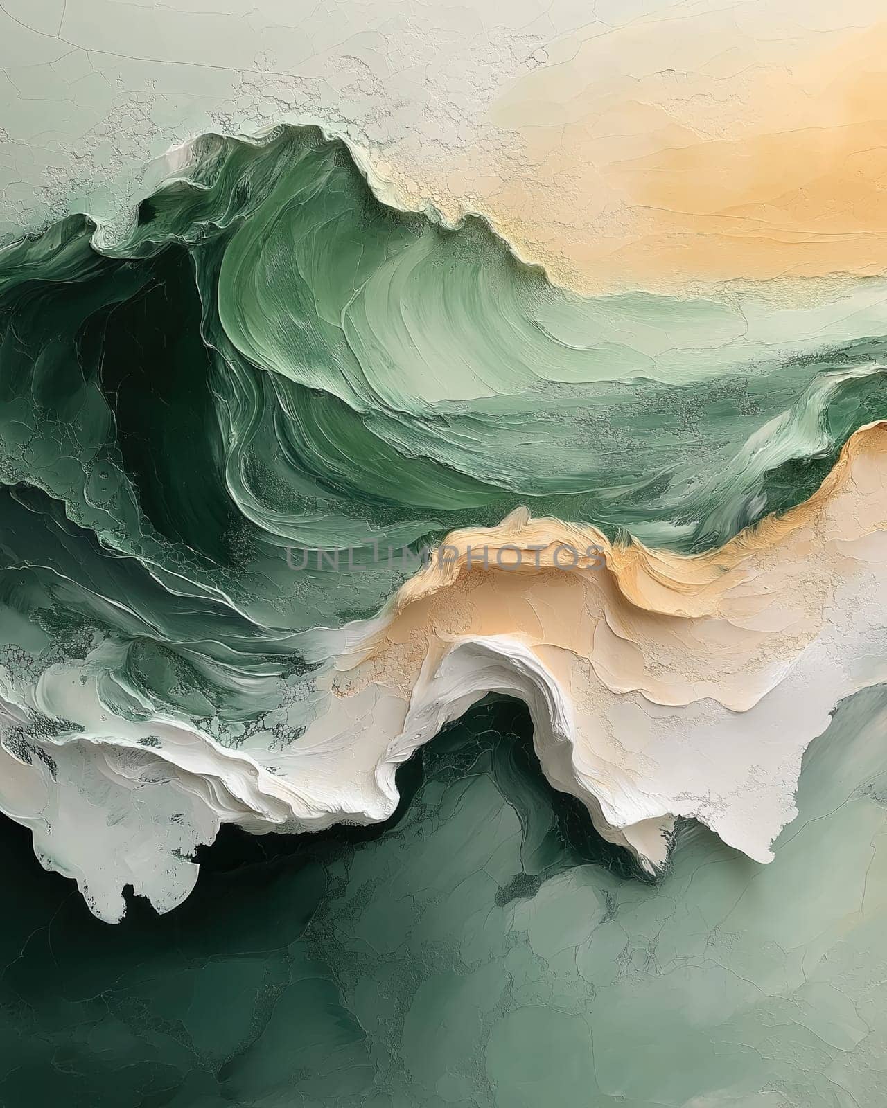 Textural abstract green and white background. Selective focus.