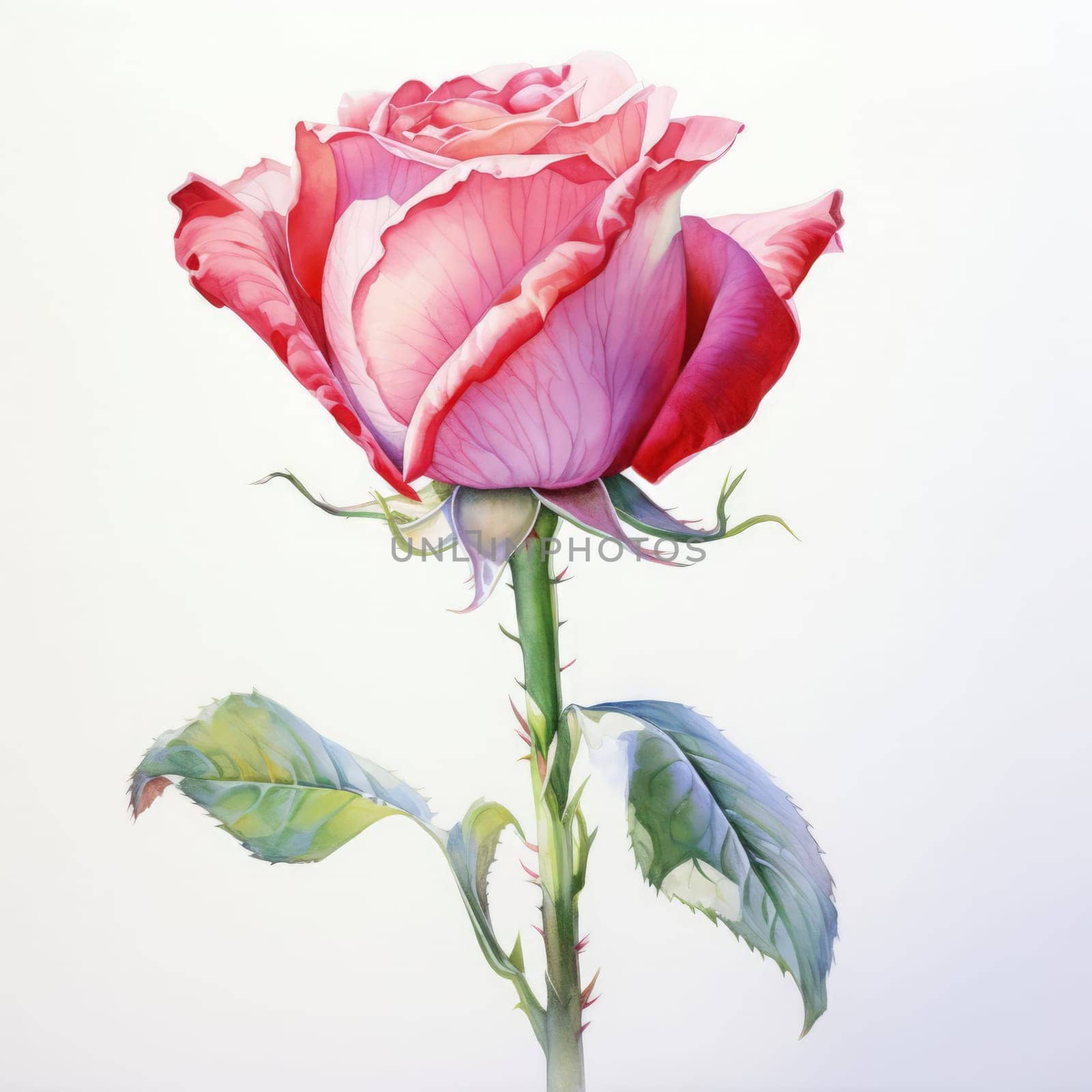 Striking close up of blooming red rose with rich texture and vivid color. Perfect for botanical illustrations, floral art, wedding themes, and romantic projects. Captures essence of romance and grace