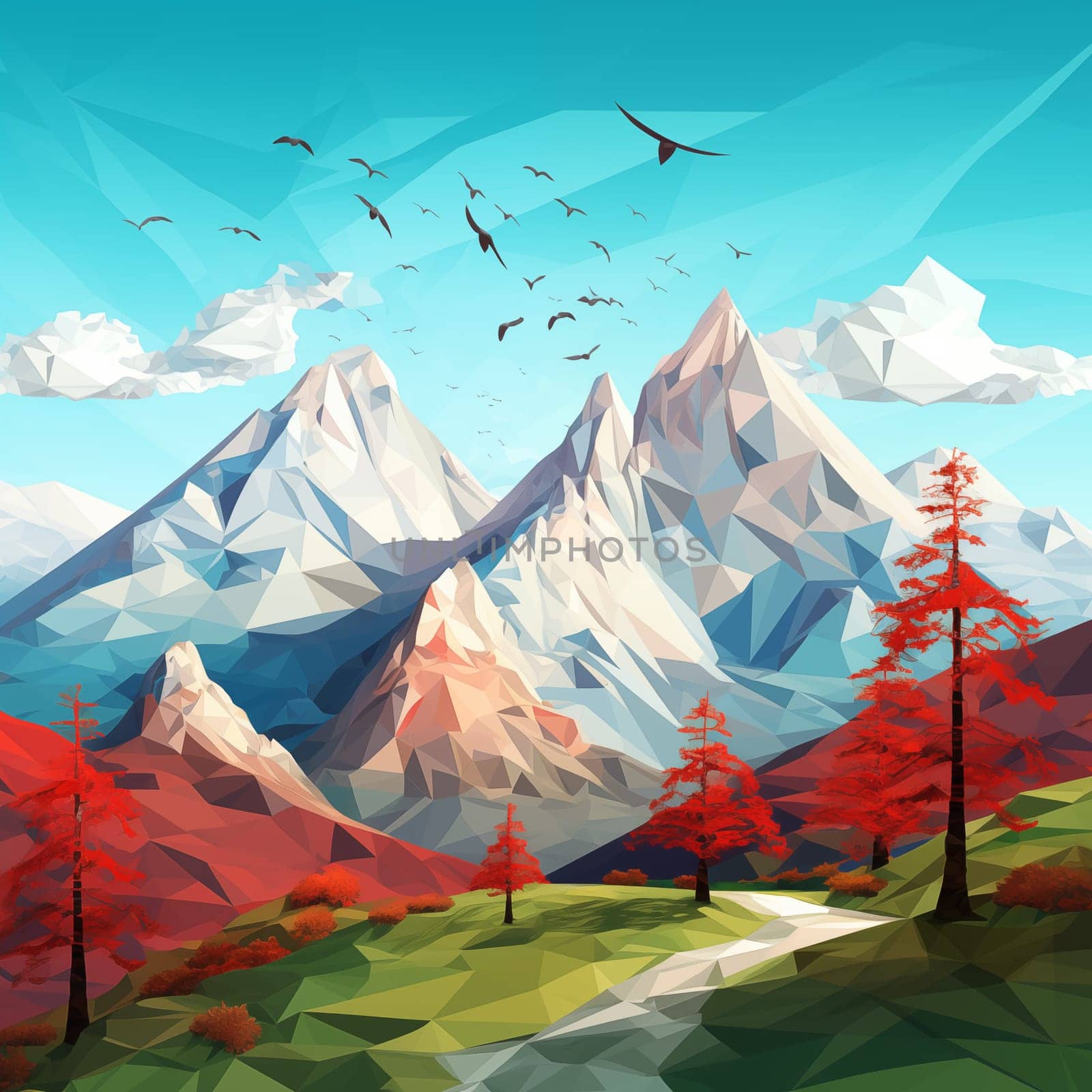 Sky, mountains and forest. High quality photo