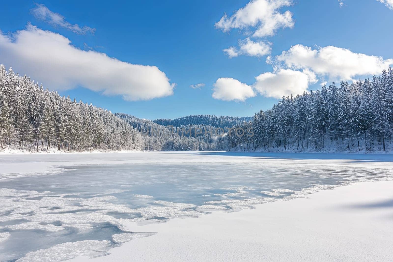 Mountain lake in early spring, thaw, drifting ice. High quality photo