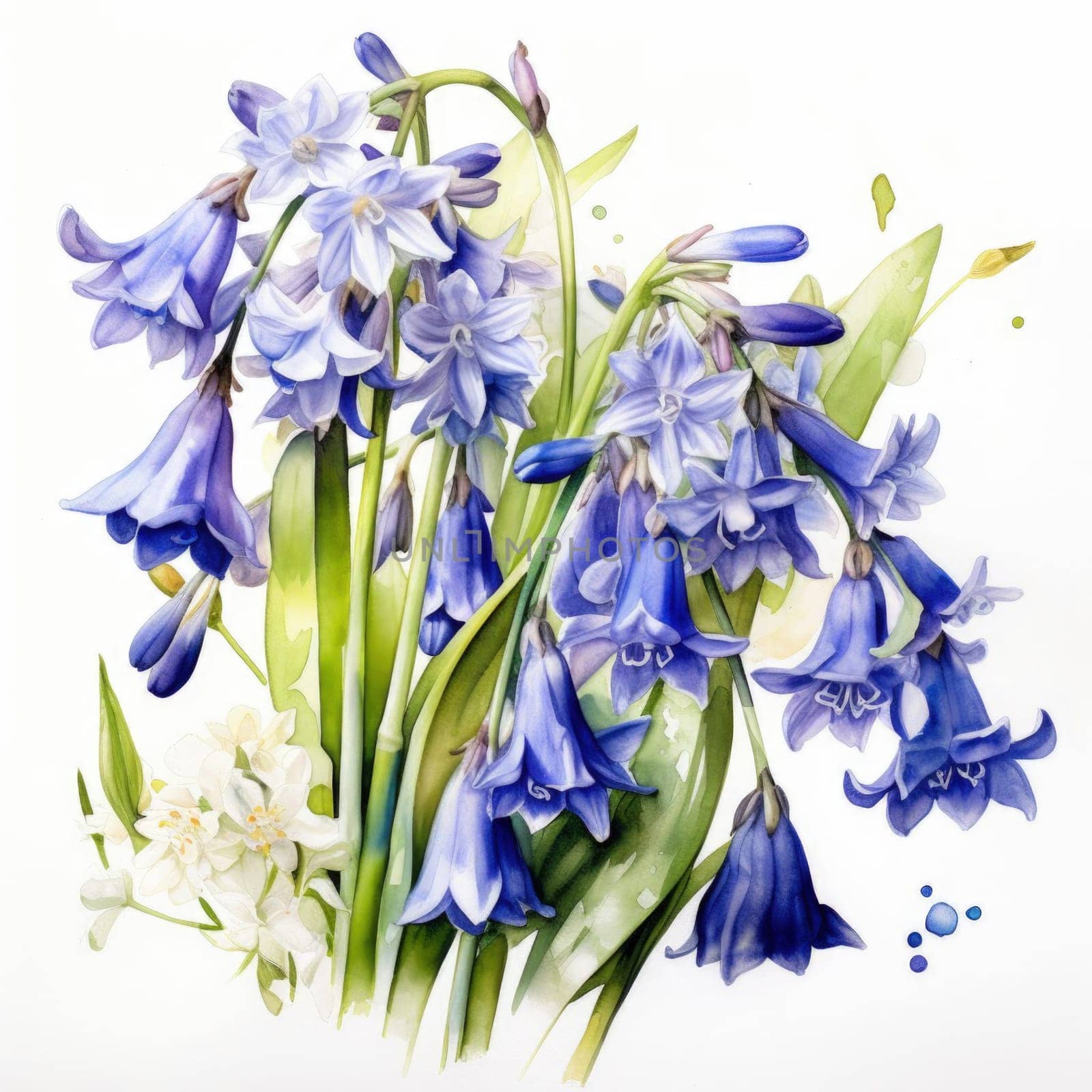 Vibrant watercolor illustration of purple flowers in bloom, showcasing intricate details and soft hues. Perfect for nature lovers, botanical themes, and artistic projects seeking colorful elegance