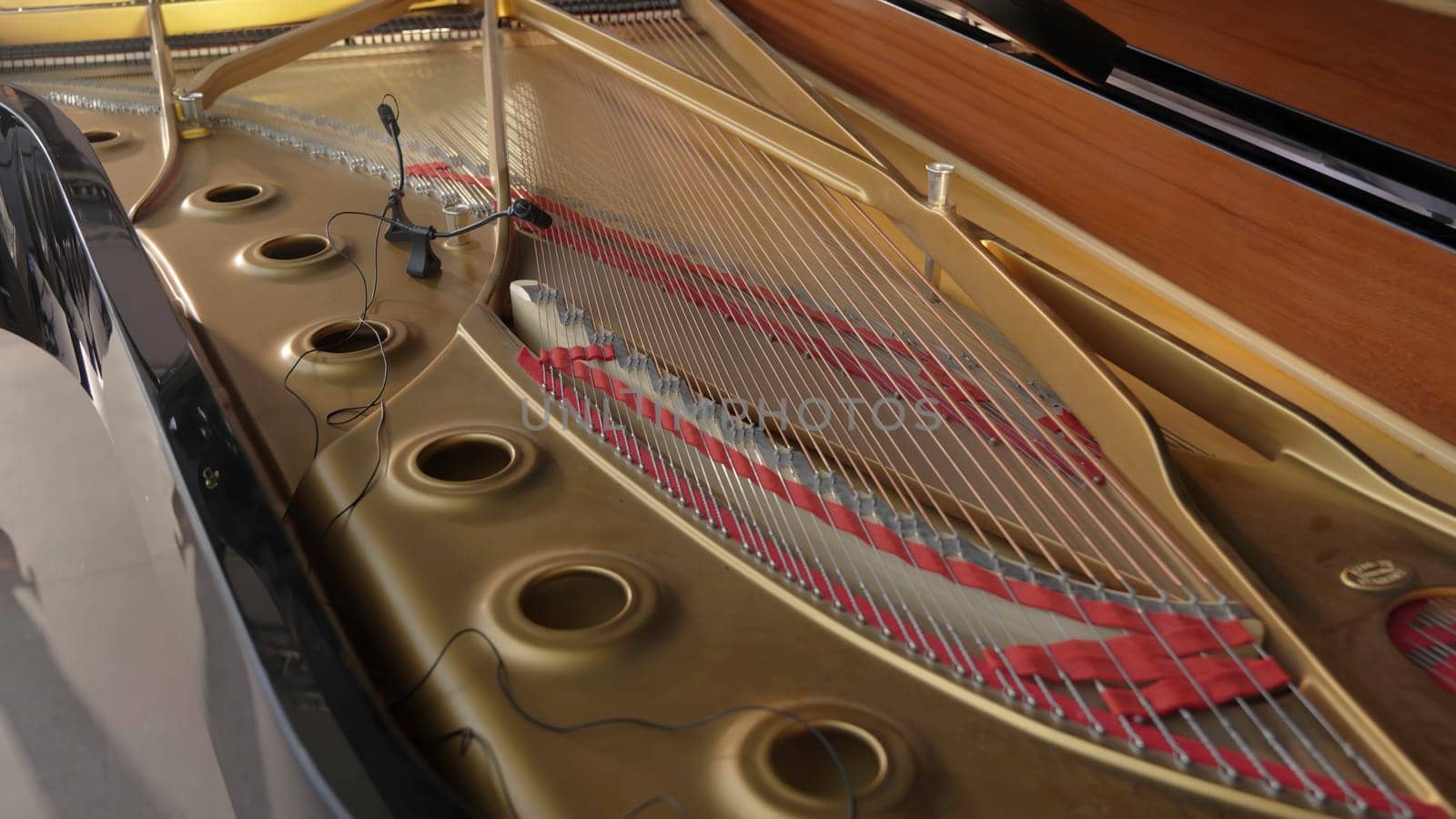 The breathtaking view of a grand pianos beautiful interior, accentuating its exquisite craftsmanship and design. Clip