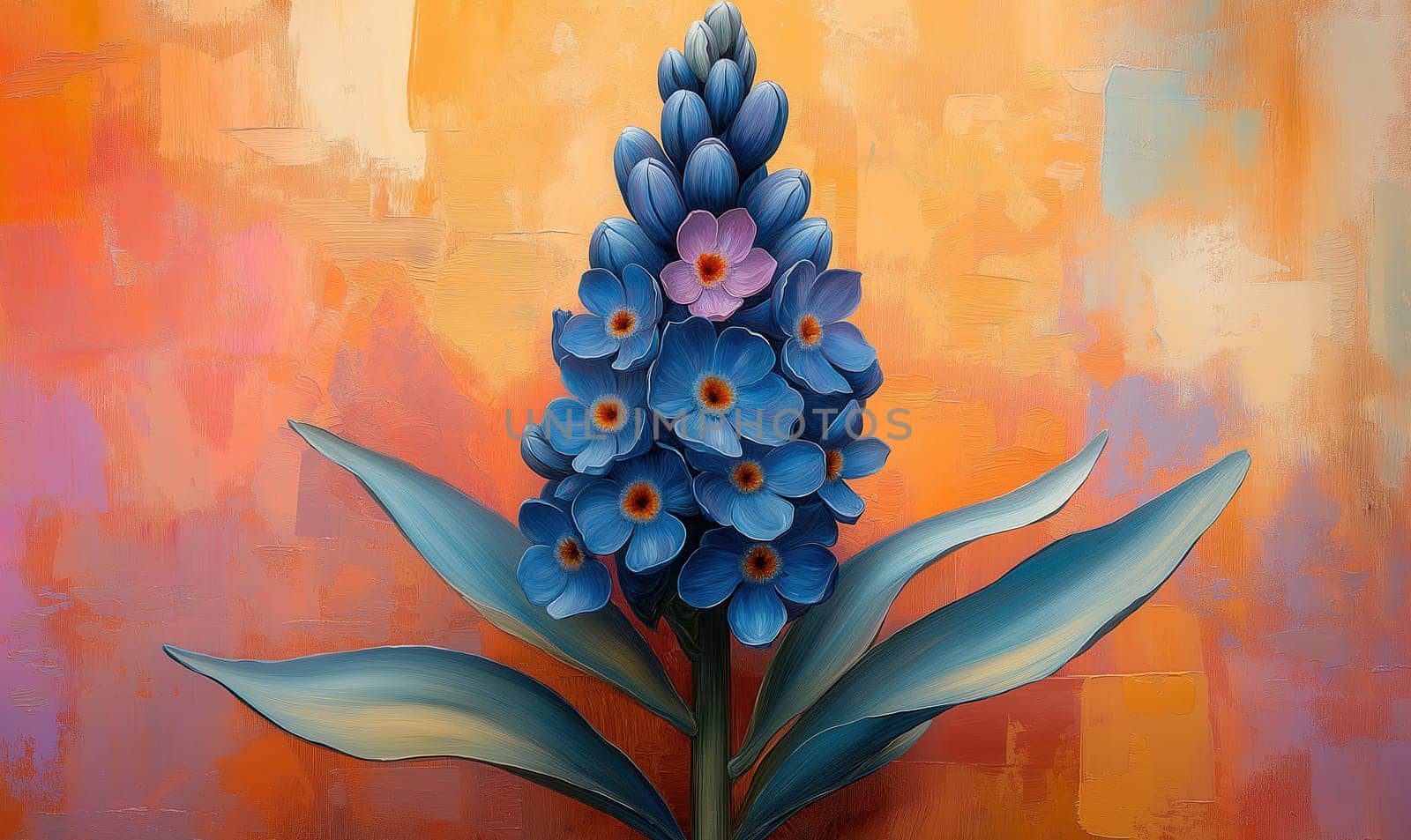 Watercolor, colorful hyacinth flower on a colored background. Selective focus.