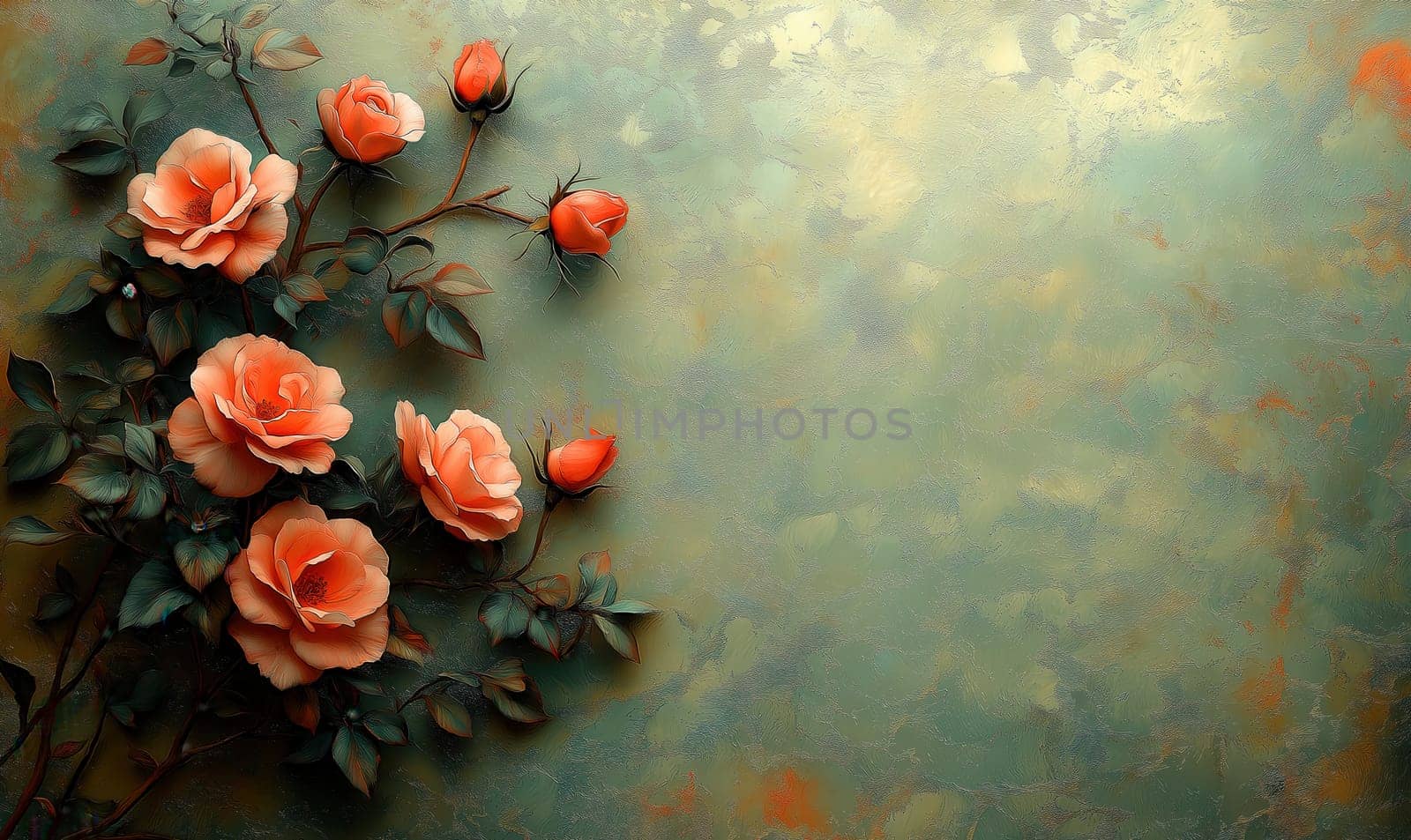 Vintage delicate flowers on a blue background. Selective focus.
