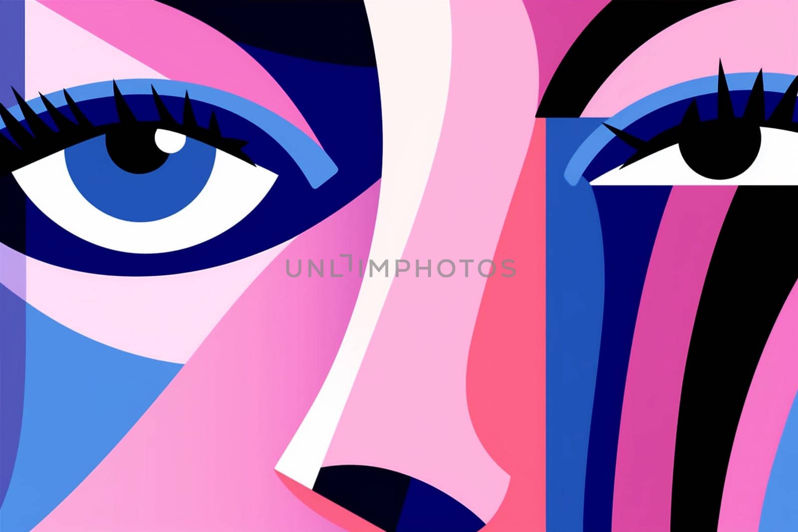 fashion woman graphic cubist abstract portrait modern cubism face poster character. Generative AI. by Vichizh