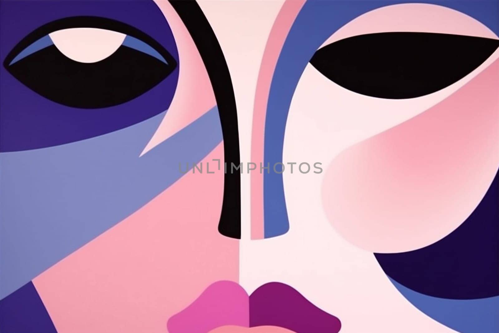 woman poster abstract cubist face illustration modern graphic cubism fashion portrait. Generative AI. by Vichizh