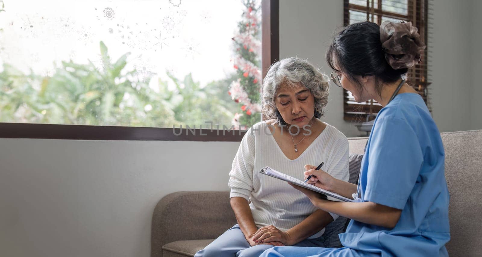 Nurse, hands and senior patient in empathy, safety and support of help, trust and healthcare consulting. Nursing home, counseling and gratitude for medical caregiver, client and hope in consultation.