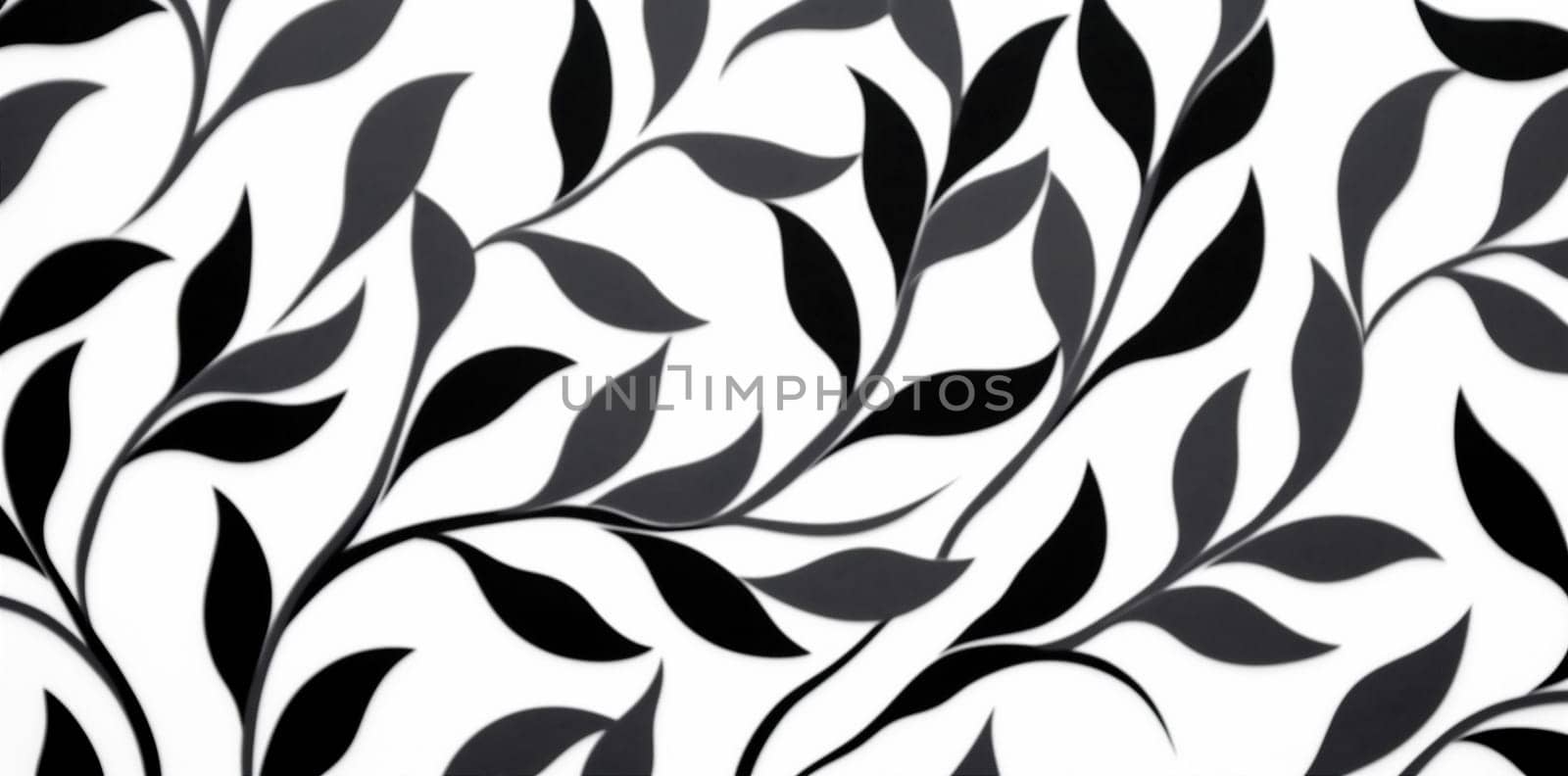 black floral pattern illustration design leaf flower plant decoration wallpaper. Generative AI. by Vichizh
