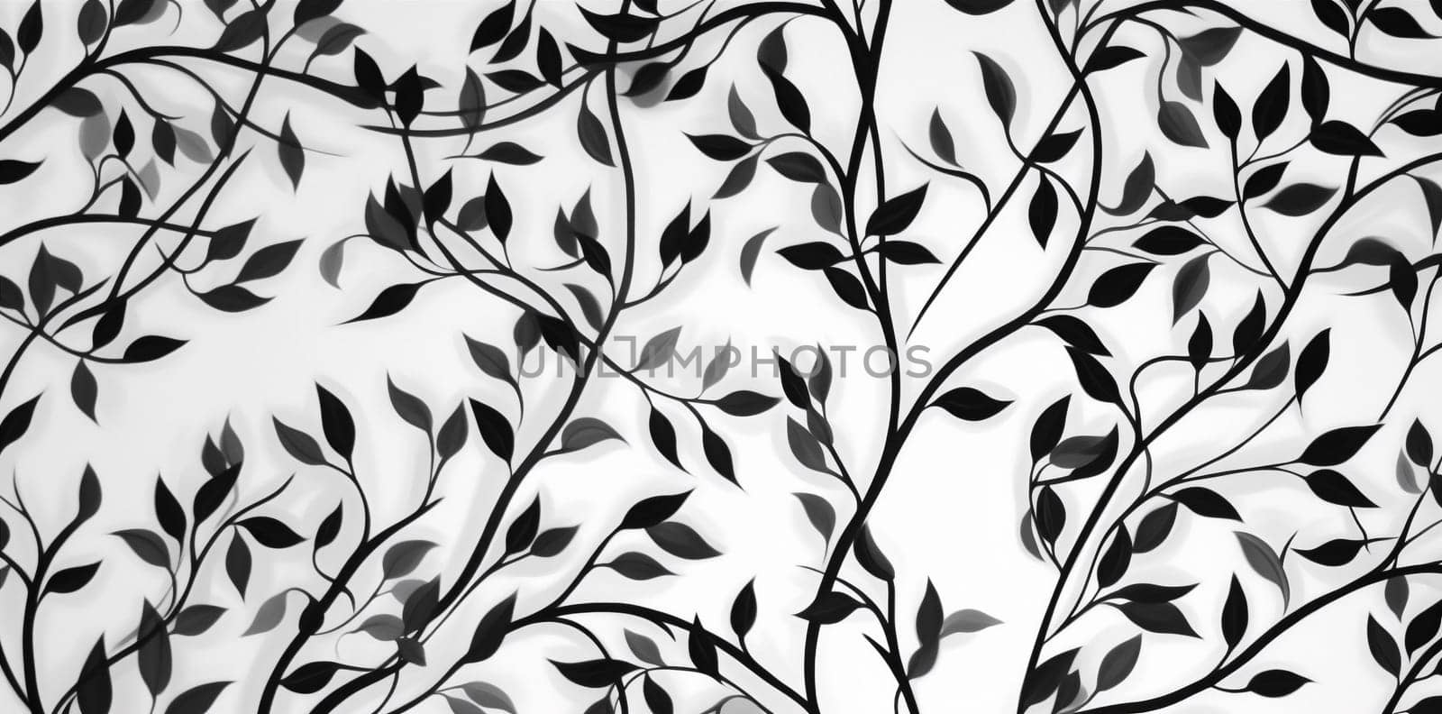 floral flower natural plant white pattern black illustration wallpaper decoration ornament abstract trendy swirl tile design flourish texture leaf scroll. Generative AI.