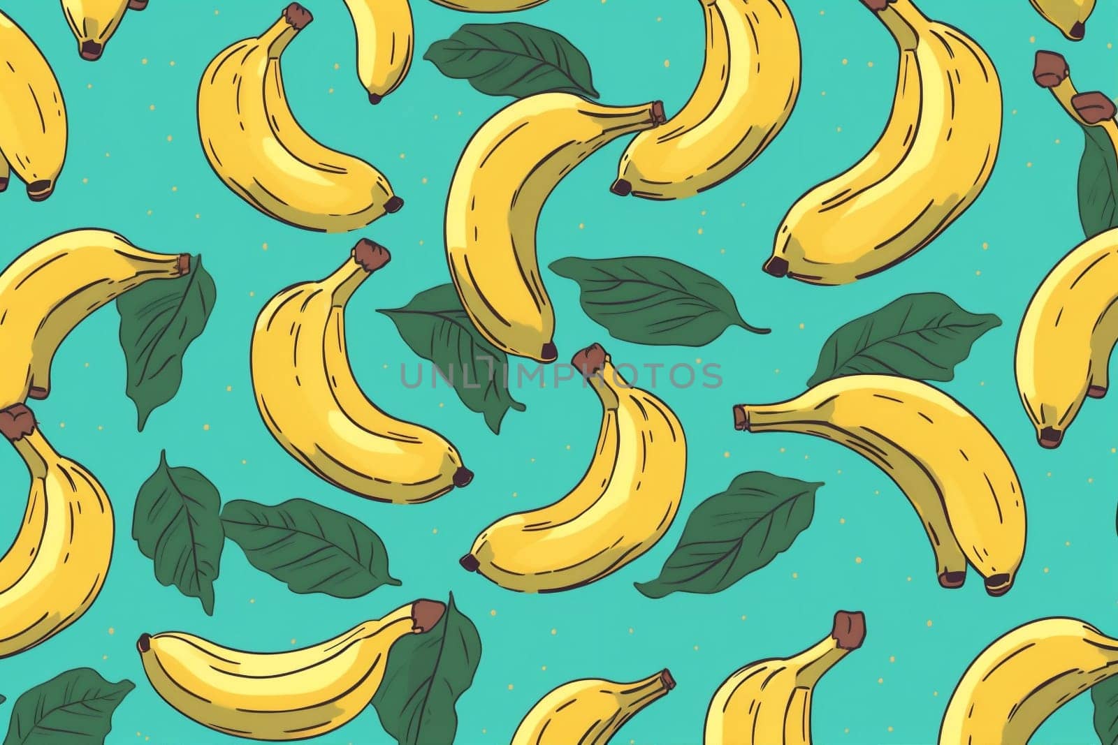 trendy concept background sweet fruit blue food yellow pattern banana fresh. Generative AI. by Vichizh