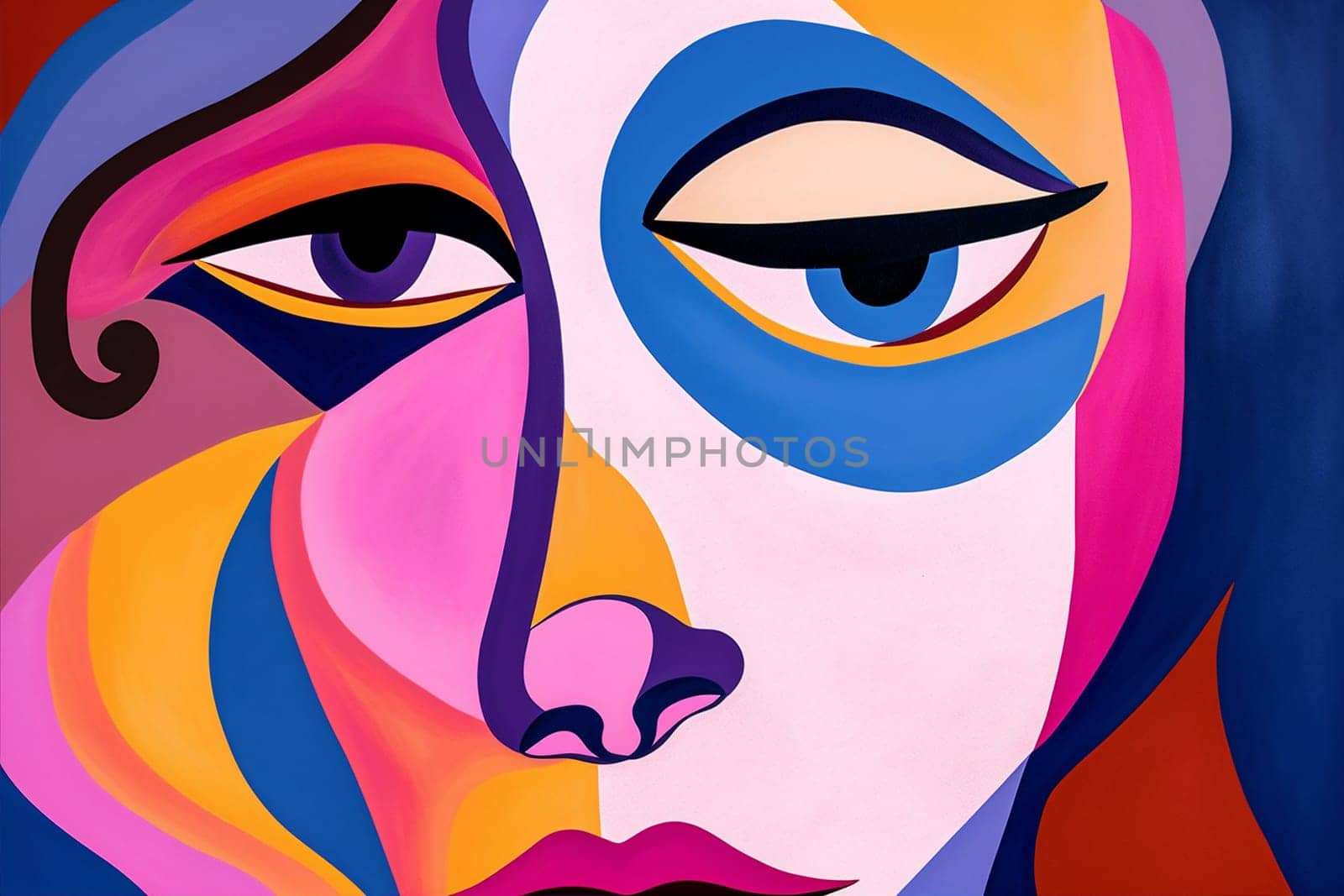 portrait woman fashion cubist abstract face print modern poster cubism graphic. Generative AI. by Vichizh