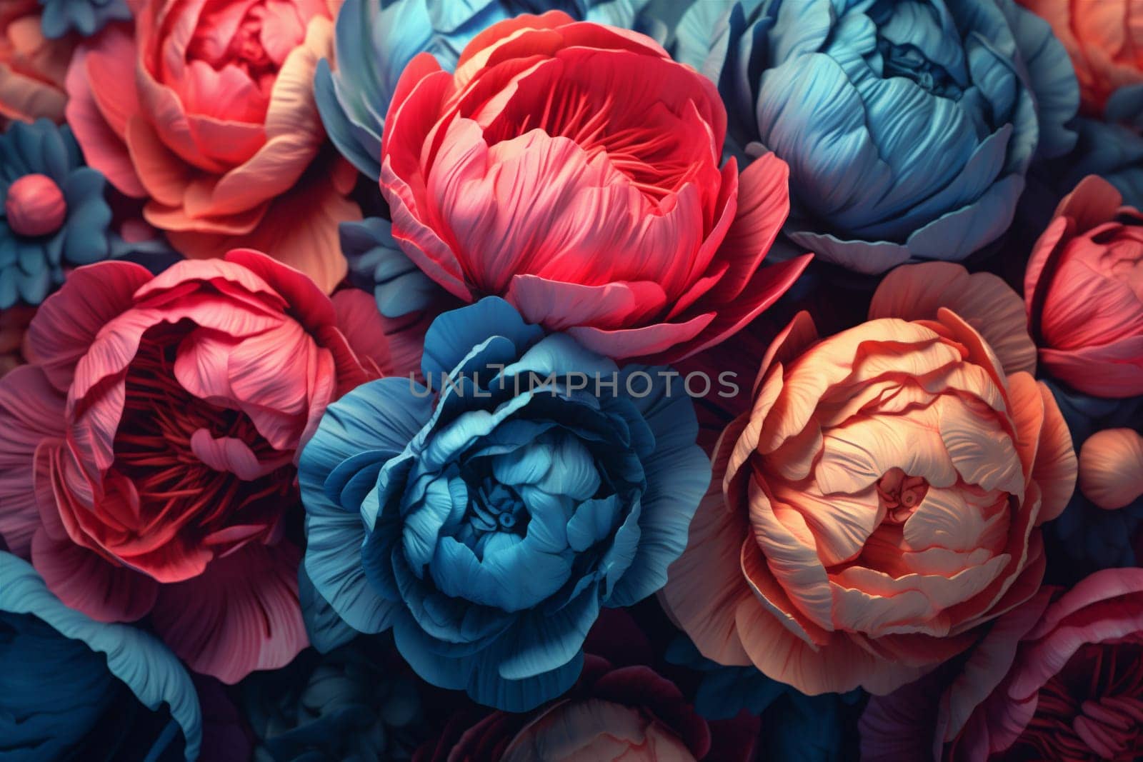 blossom bloom flora colours flower nature neon peony design bright. Generative AI. by Vichizh