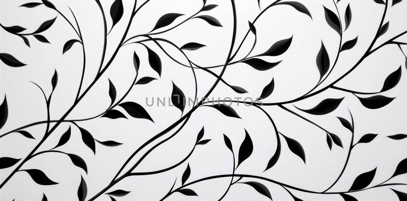 victorian flower pattern leaf floral curve swirl illustration art ornate decorative design silk decoration plant wallpaper white background silhouette black. Generative AI.