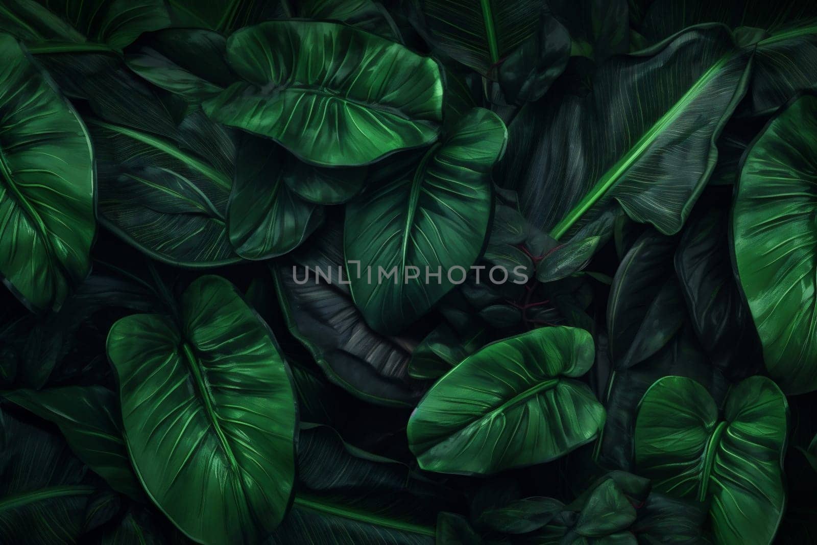 nature wallpaper forest tropical green tree jungle palm leaf colourful background. Generative AI. by Vichizh