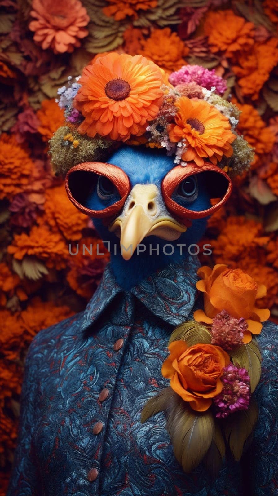 beauty woman peacock young glamour bird face beautiful jungle skin fashion. Generative AI. by Vichizh