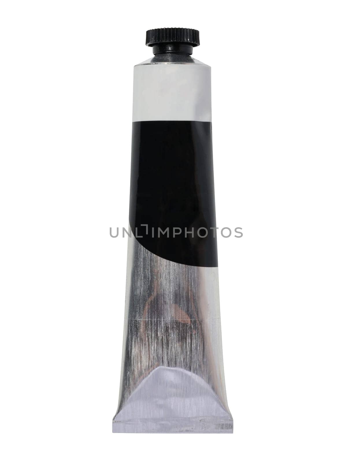 Aluminum tube of oil paint on a white isolated background by ndanko