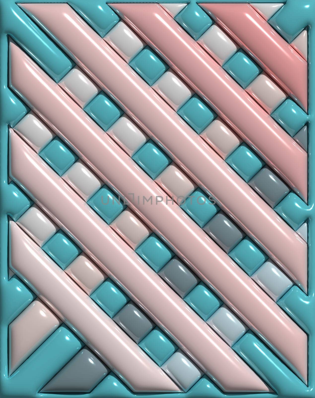 Intersecting inflated stripes, abstract 3D rendering background by ndanko